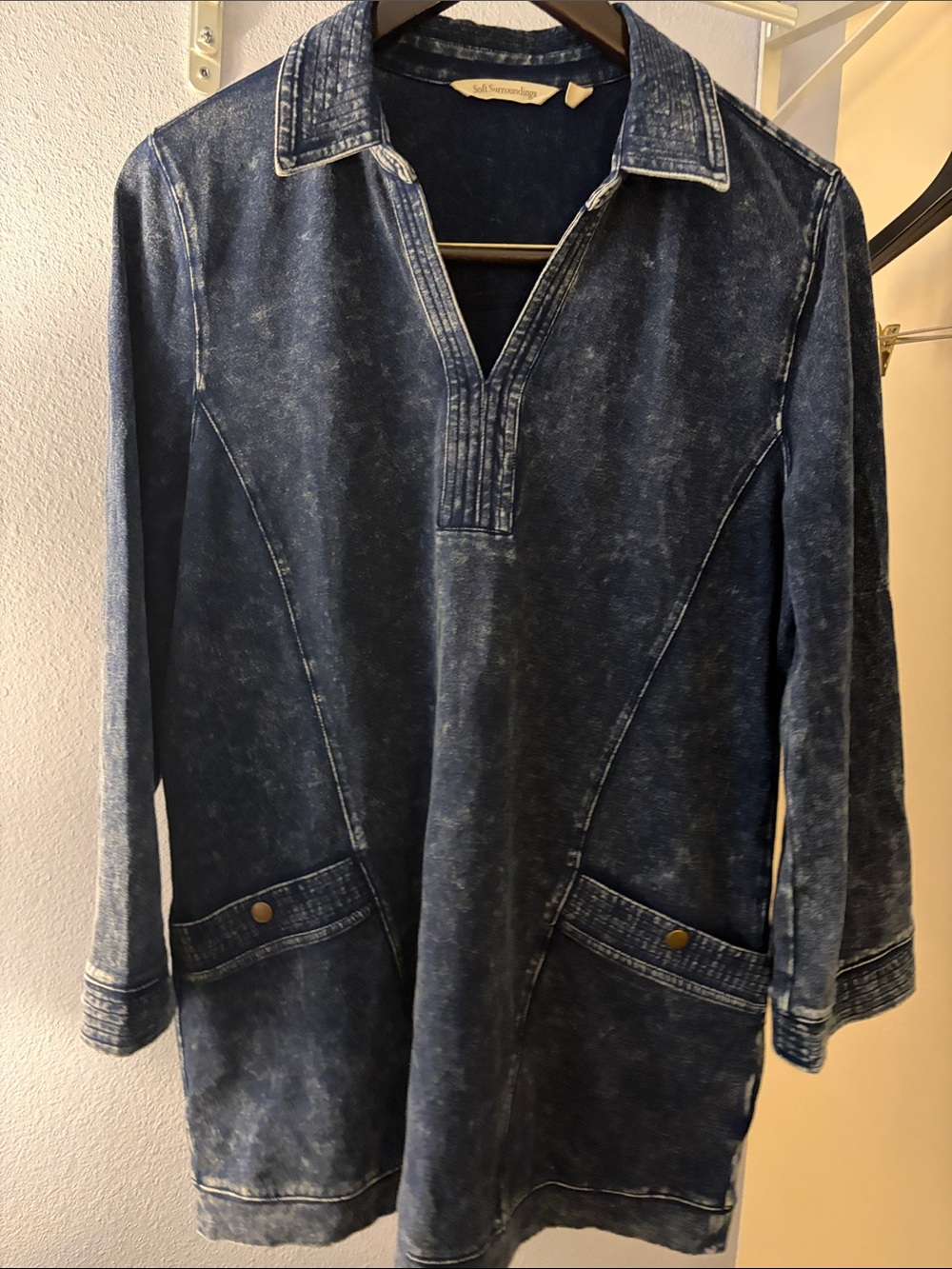 Soft Surroundings Washed Navy Tunic-Style Mini-Dress